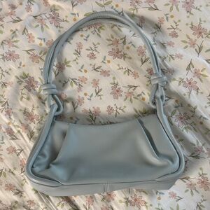 Light Blue Knotted Handle Shoulder Bag
